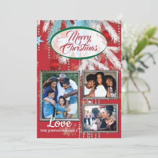 Weihnachtskarte mit Fotos Einladung (Stehend Vorderseite)