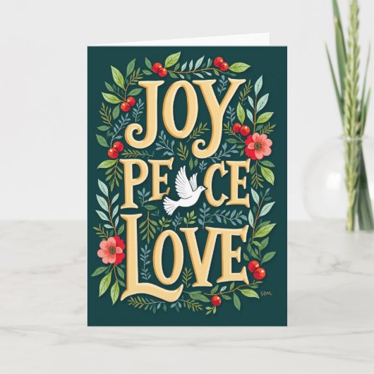 Weihnachtskarte mit Freude Frieden Liebe Karte (Vorderseite)
