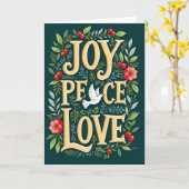 Weihnachtskarte mit Freude Frieden Liebe Karte (Gelbe Blume)