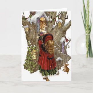 Weihnachtskarte mit Freundschaftsgedicht, Mädchen Feiertagskarte