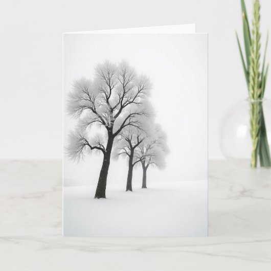 Weihnachtskarte mit Frost überzogenem Baum Karte (Vorderseite)