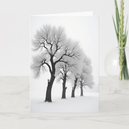 Weihnachtskarte mit frostigen Bäumen Karte (Vorderseite)