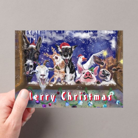 Weihnachtskarte mit Funny Funny Funny Farm Animal  Acryleinladungen (Insitu (Handheld))
