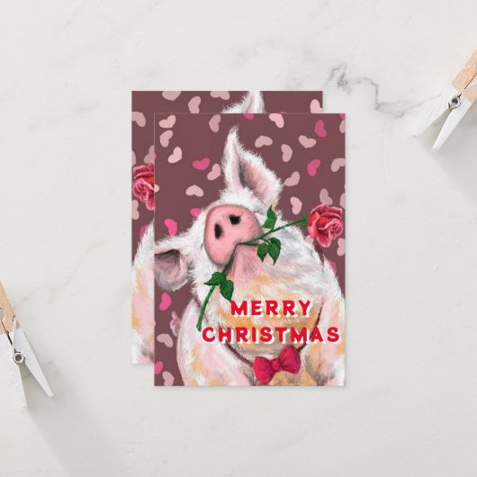 Weihnachtskarte mit Funny Gentleman Pig Karte (Vorderseite/Rückseite Beispiel)