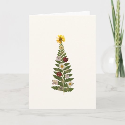 Weihnachtskarte mit gepresstem Blumenbaum Karte (Vorderseite)