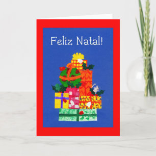 Weihnachtskarte mit Geschenken - portugiesischer Feiertagskarte