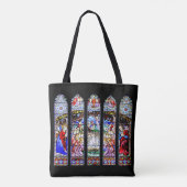 Weihnachtskarte mit Glasmalerei-Krippenszene Tasche (Rückseite)