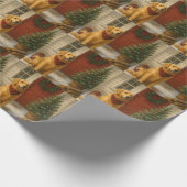 Weihnachtskarte mit Golden Retriever Geschenkpapier (Ecke)