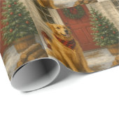 Weihnachtskarte mit Golden Retriever Geschenkpapier (Rolleneckpunkt)