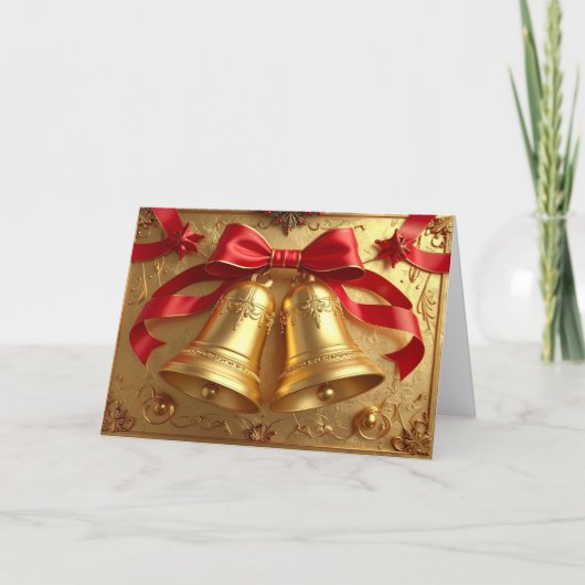 Weihnachtskarte mit goldenen Glocken Karte (Vorderseite)