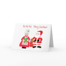 Weihnachtskarte mit Gruß von Herrn und Frau Santa