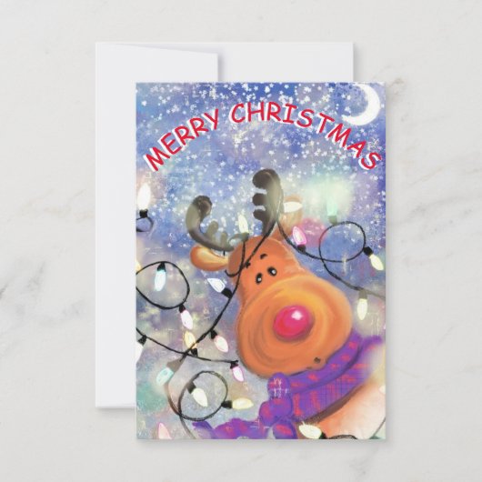 Weihnachtskarte mit Happy Rentier Karte (Vorderseite)