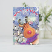 Weihnachtskarte mit Happy Rentier Karte (Stehend Vorderseite)