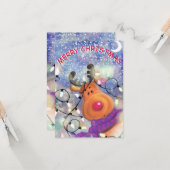 Weihnachtskarte mit Happy Rentier Karte (Vorderseite/Rückseite Beispiel)