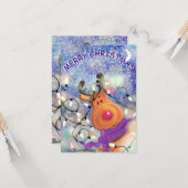 Weihnachtskarte mit Happy Rentier Karte (Vorderseite/Rückseite Beispiel)