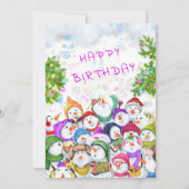 Weihnachtskarte mit Happy Snowmans Party (Vorderseite)