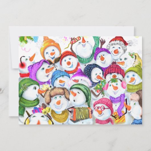 Weihnachtskarte mit Happy Snowmans Party (Rückseite)