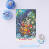 Weihnachtskarte mit Hase und Trommel Flyer (Einzeln)