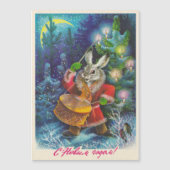 Weihnachtskarte mit Hase und Trommel Magnetkarte (Vorderseite)
