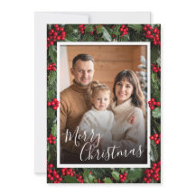 Weihnachtskarte mit Holly-Rand flach