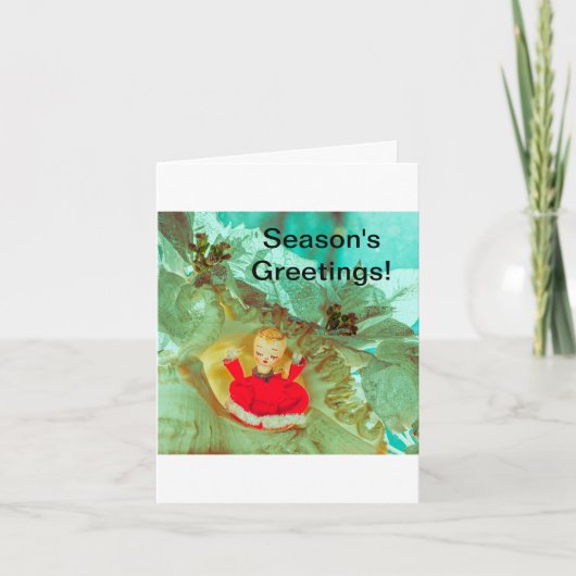 Weihnachtskarte mit hübschem Engel-Kirub. Dankeskarte (Vorderseite)