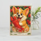 Weihnachtskarte mit Hund Feiertagskarte (Stehend Vorderseite)