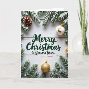 Weihnachtskarte mit immergrünem Waldmotiv Karte