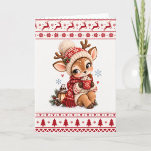 Weihnachtskarte mit individuellem Namen und Rentie Karte