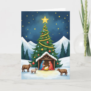 Weihnachtskarte mit Jesuskind und Krippe Karte