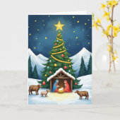 Weihnachtskarte mit Jesuskind und Krippe Karte (Gelbe Blume)