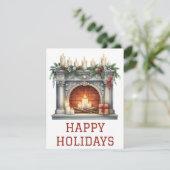 Weihnachtskarte mit Kaminfeuer Feiertagskarte (Stehend Vorderseite)