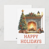 Weihnachtskarte mit Kaminfeuer Feiertagskarte (Vorne/Hinten)