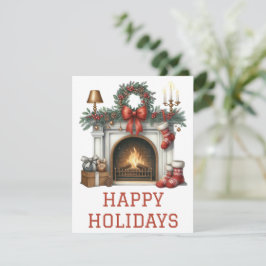 Weihnachtskarte mit Kaminfeuer Feiertagskarte