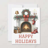 Weihnachtskarte mit Kaminfeuer Feiertagskarte (Vorderseite)