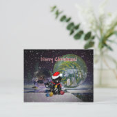 Weihnachtskarte mit Katze Feiertagspostkarte (Stehend Vorderseite)