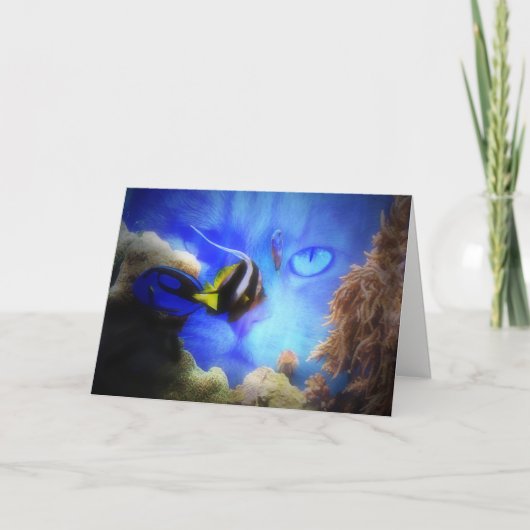 Weihnachtskarte mit Katze und Fisch Karte (Vorderseite)