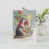 Weihnachtskarte mit Katze und Holy Feiertagskarte (Stehend Vorderseite)