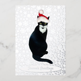 Weihnachtskarte mit Katzenfolie Folien Feiertagskarte