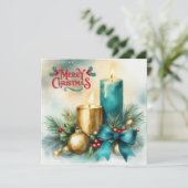 Weihnachtskarte mit Kerze und Tiffany Feiertagskarte (Stehend Vorderseite)