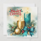 Weihnachtskarte mit Kerze und Tiffany Feiertagskarte (Vorderseite)