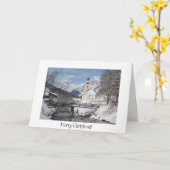Weihnachtskarte mit Kirche im Schnee in den Alpen Karte (Gelbe Blume)