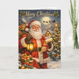 Weihnachtskarte mit Kohlezeichnung Santa innen Karte