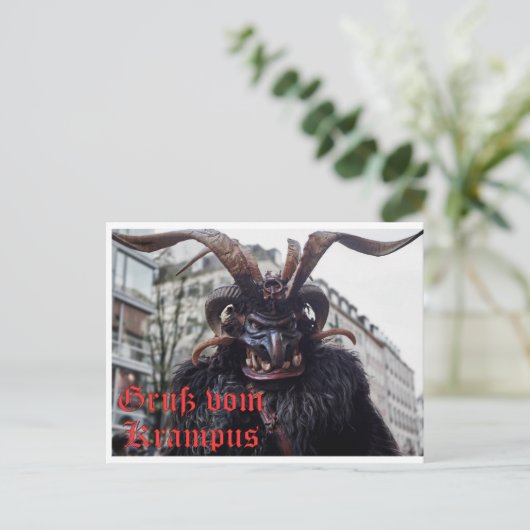 Weihnachtskarte mit Krampus Gruß Postkarte (Stehend Vorderseite)