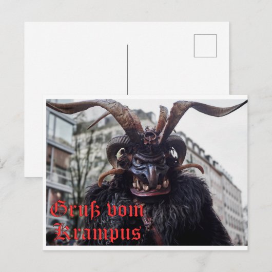 Weihnachtskarte mit Krampus Gruß Postkarte (Vorne/Hinten)