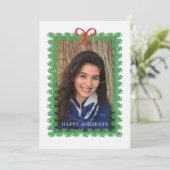 Weihnachtskarte mit Kranz und Foto Feiertagskarte (Stehend Vorderseite)