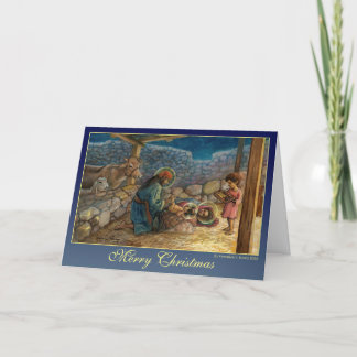 Weihnachtskarte mit Krippenszene  Feiertagskarte