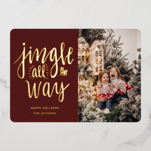 Weihnachtskarte mit lustigem Jingle All the Way-Mo Folien Feiertagskarte