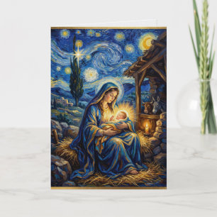 Weihnachtskarte mit Maria und Jesus Geburt Karte
