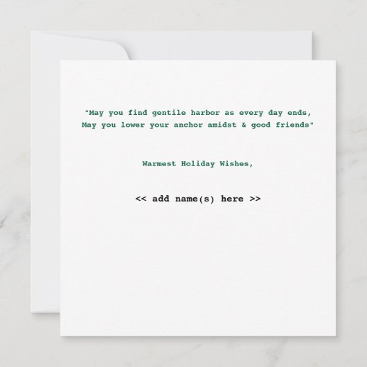 Weihnachtskarte mit nautischem Thema Karte (Rückseite)