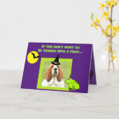 Weihnachtskarte mit Niedlichem Basset, Fledermäuse Karte (Gelbe Blume)